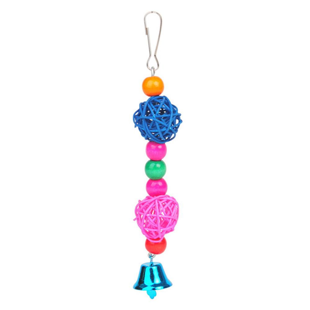 Parrot Wooden Rattan Ball Hanging Chew Strands Toy Molar Teeth Cleaning Toy With Bell Bird Supplies