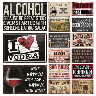 Ρετρό μεταλλικό πιάτο Drink Tin Sign Funny Beer Wine Lover Vintage Μεταλλική Πλακέτα για Bar Pub Club Kitchen Home Man Cave Διακόσμηση τοίχου