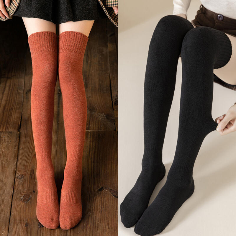 Mironi Winter Fleece Overknee Socks Thigh Long Warm Long Socks