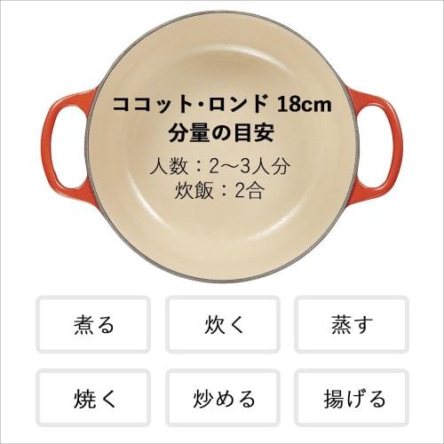Le Creuset Cast Iron Enamel Cocotte Ronde Pot, 18 cm, Chiffon Pink, Gas, Induction, and Oven Compatible [Official Japanese Product]