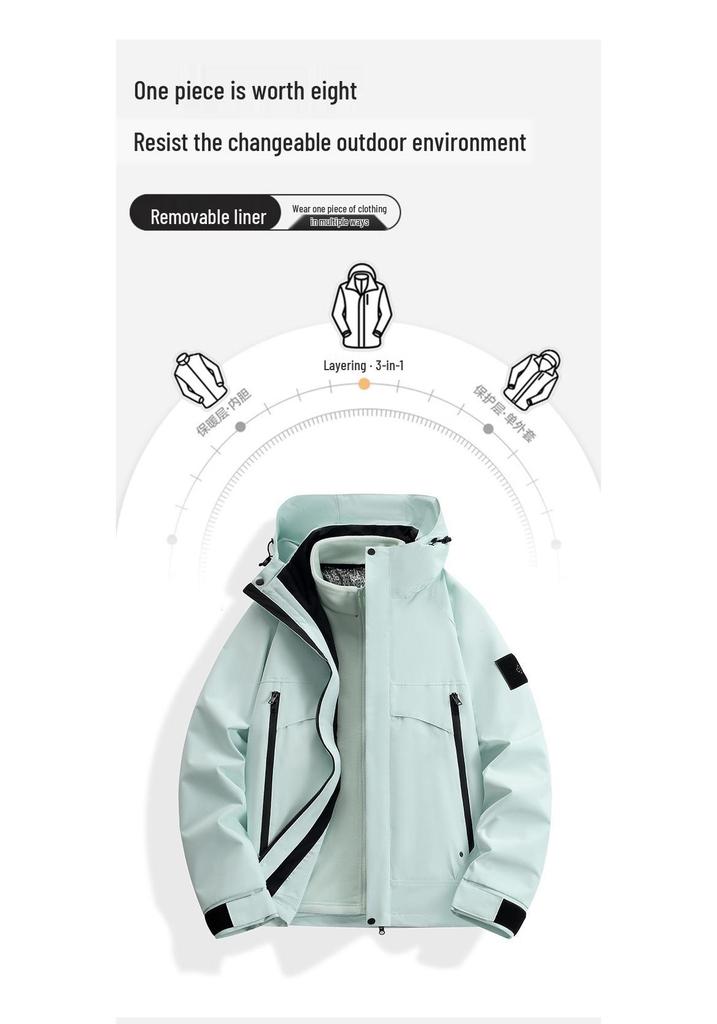 2025 Unisex 3-in-1 Windproof Waterproof Outdoor Jacket for Autumn & Winter Mountaineering