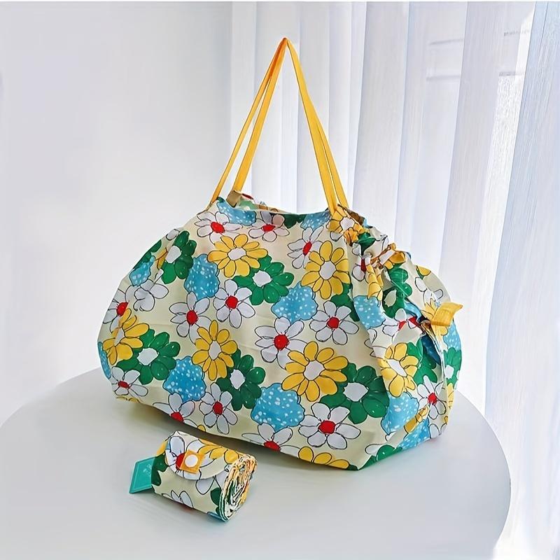 

High-Quality Foldable Shopping Bag with Snap Closure - Lightweight, Portable Shoulder Tote for Groceries & Travel, Durable Polyester