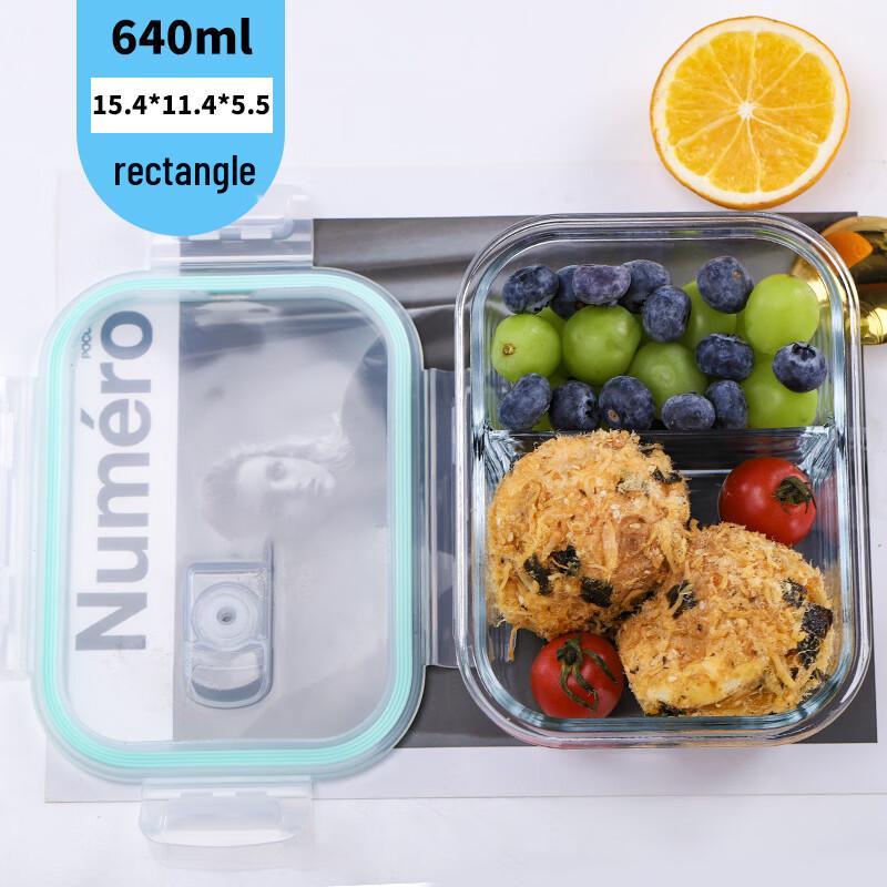 

Transparent Glass Lunch Box with Dividers