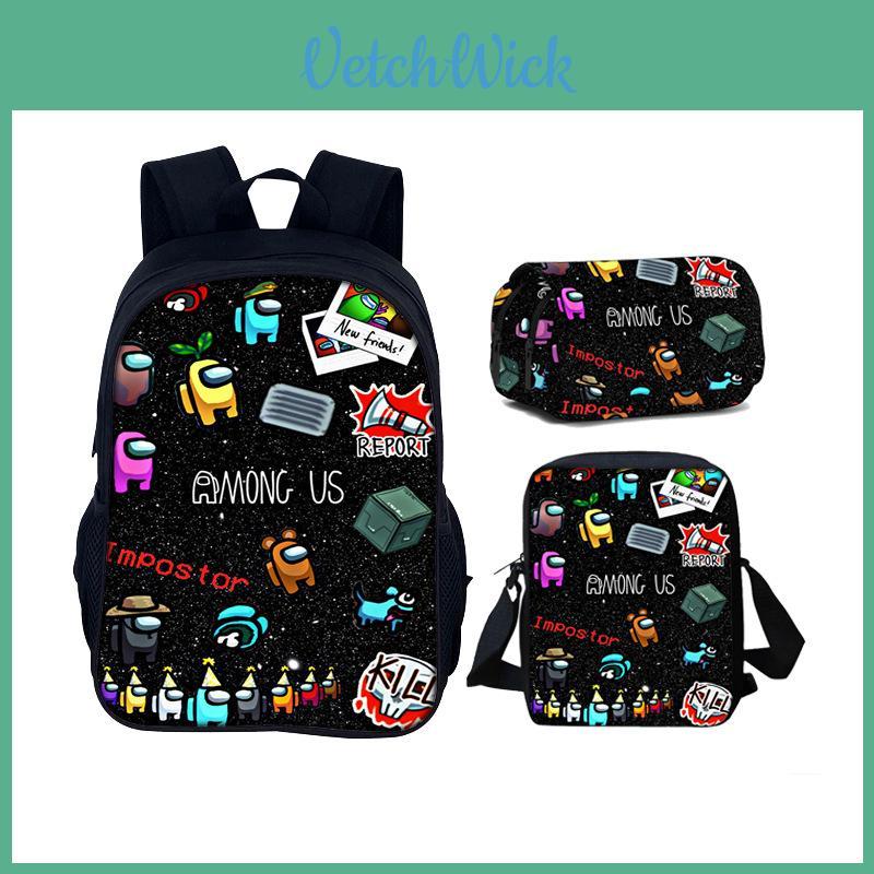 Among Us Book Bag Set With Nylon Material For School And Daily Use