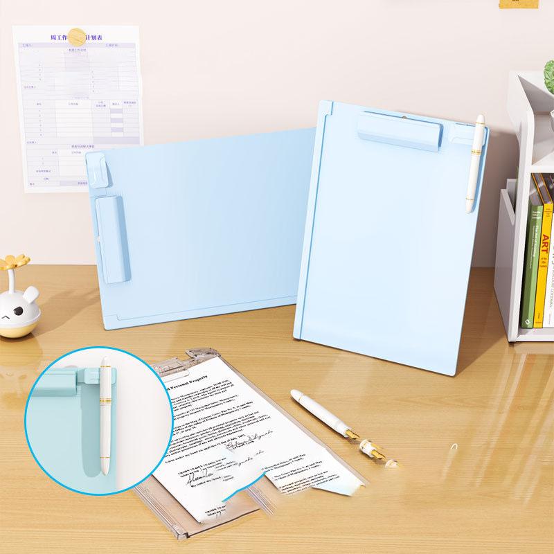 Stand-Up Acrylic Clipboard: A4 Exam Paper Pad, Student Desk Writing Board with File Holder