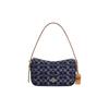 Kailey 23 Monogram Metall-Logo Reißverschluss Stoff-Schultertasche Mittel Damen-Schultertasche Denim-Blau CY701-IMXIA