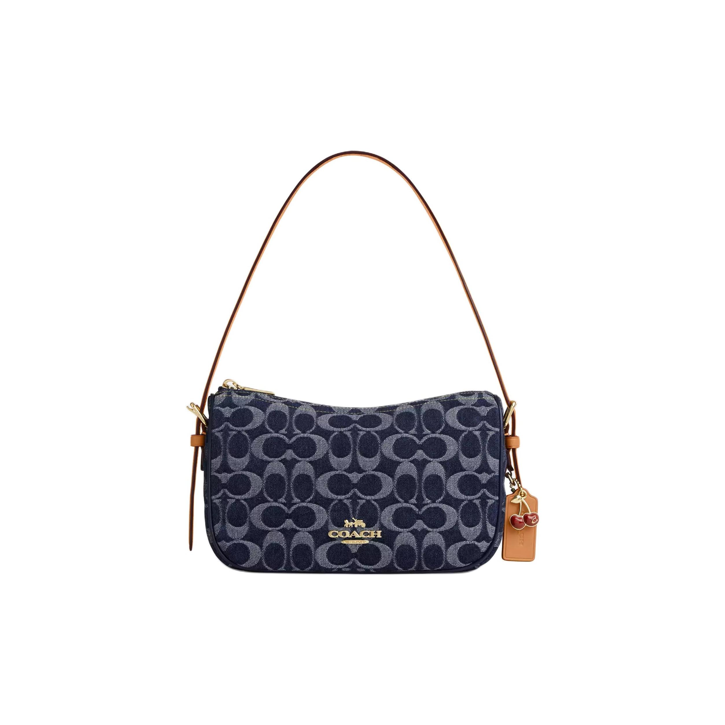 

Coach Kailey 23 Monogram Metal Logo Zipper Closure Fabric Shoulder Bag Medium Women shoulder bag Denim-Blue CY701-IMXIA Basic Set (Bag+Dust Bag)