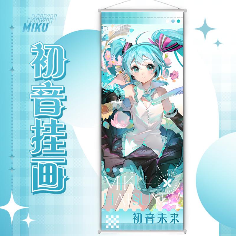 Miku Anime Peripheral Virtual Singer Room Decoration Scroll Canvas Wall Hanging Painting Kawaii Decor Poster Wall Art Gifts