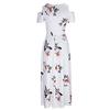 Women Summer Cold Shoulder Floral Print Elegant Maxi Long Dress Pocket Dress