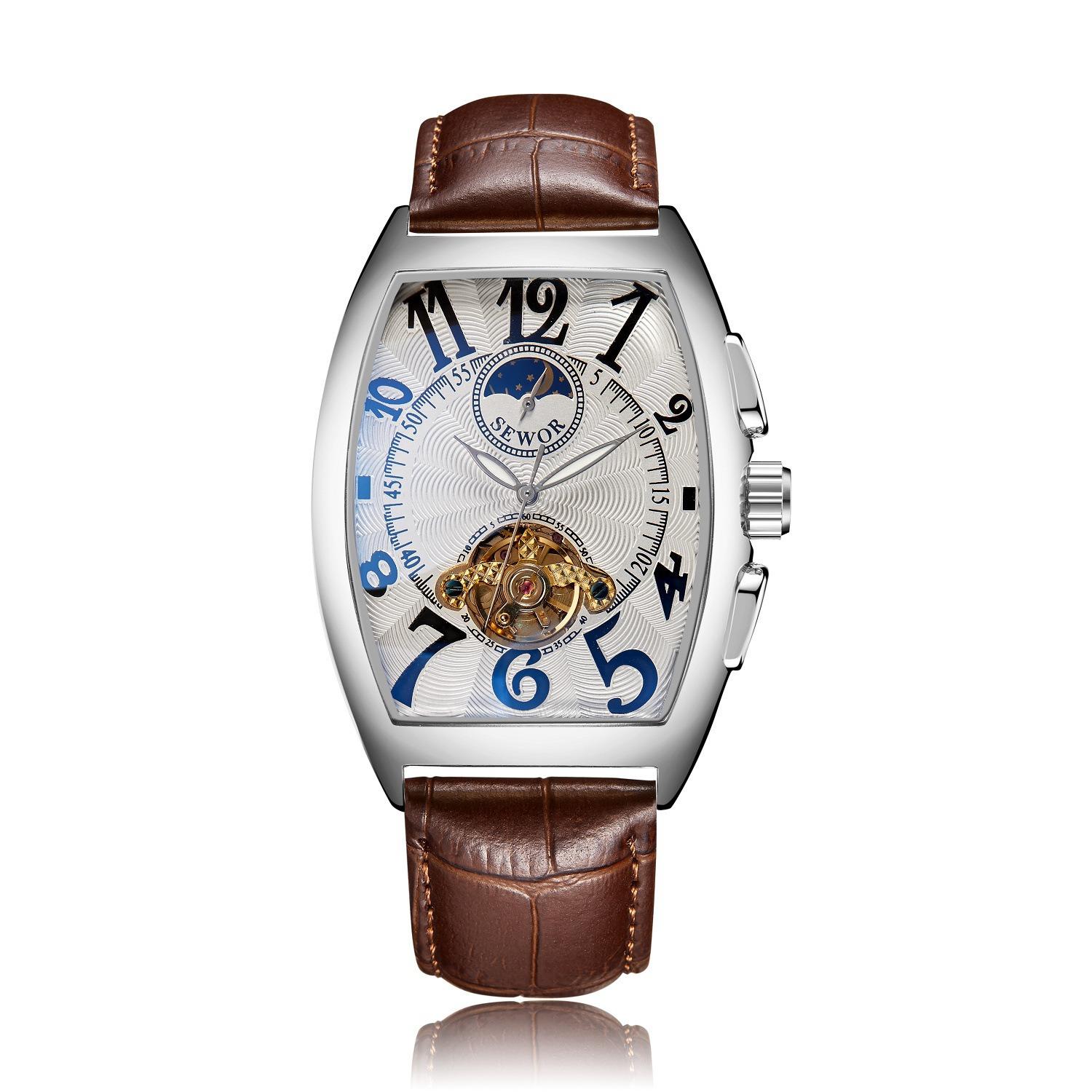 

Новые мужские механические часы водонепроницаемые бочкообразные полые мужские часы с ремешком для мужчин, индивидуальные социальные мужские часы для мальчиков