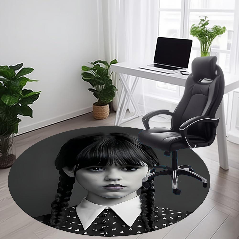 1PC Wednesday Addams Office Round Area Rug, Indoor Mat Suitable For Office, Under Office Chairs Bedroom Living Room Home Decor, Room Deco110