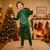 Christmas-print long-sleeve and long-pant matching family loungewear set