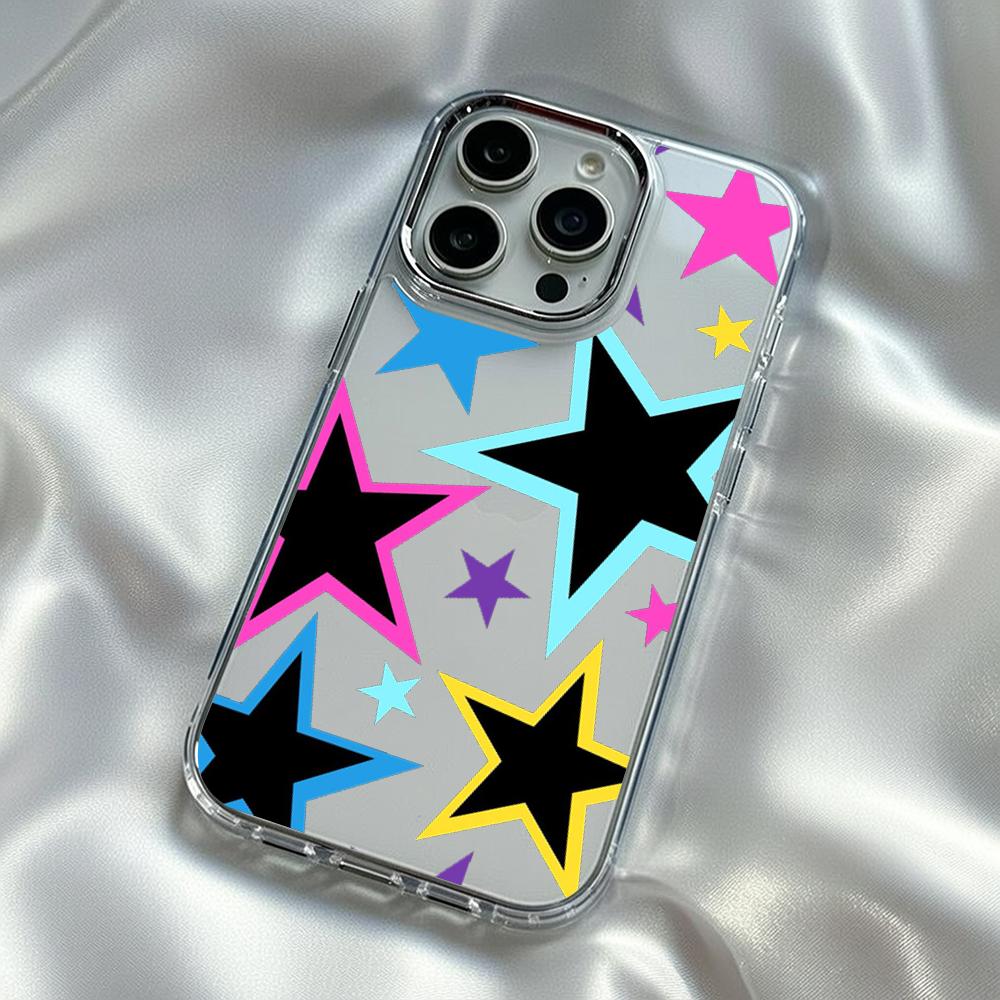 

Star Fashion pattern cool design Phone Case For iPhone17 16 15 14 13 12 Pro Max Plus Electroplated Transparent phone case iPhone 16 Pro