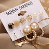 IF ME Korean Geometric Tassel Earring Set Simple Retro Leaf Heart Gold Earrings Jewelry Accessories