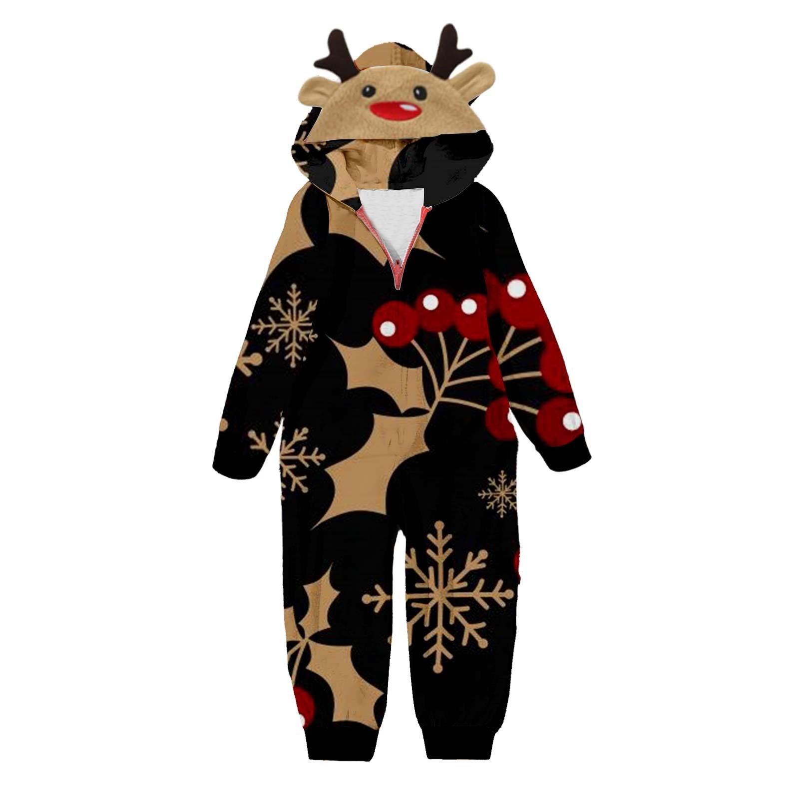 

Комплект комбинезона на молнии с капюшоном и длинными рукавами для всей семьи с рождественским принтом 4 Years