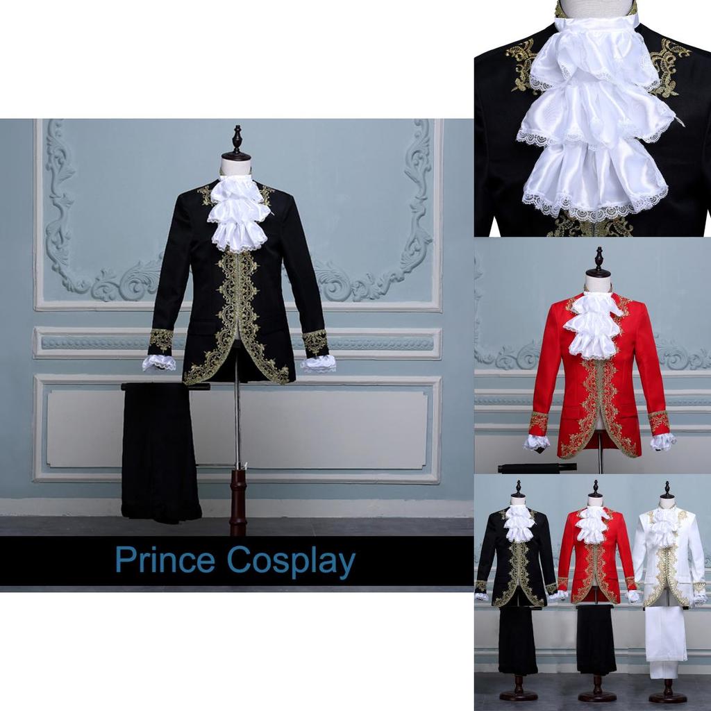 Regal King Prince Renaissance Medieval Men Cosplay Costume Coat And Pants Set