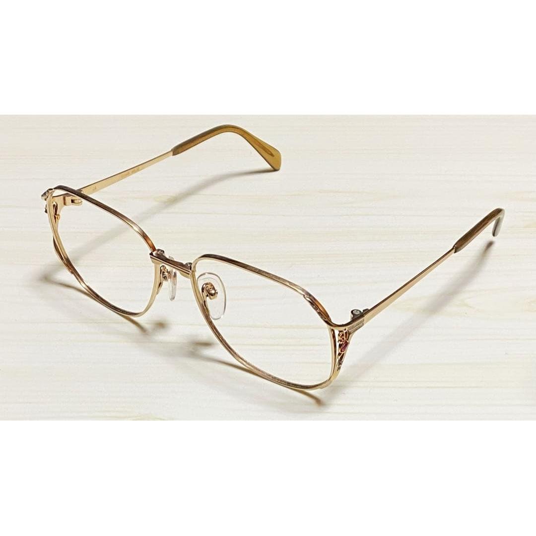 Used No.664 KOKI Glasses Jewelry Frame Glasses Some 18 Gold Decorations Masunaga Glasses