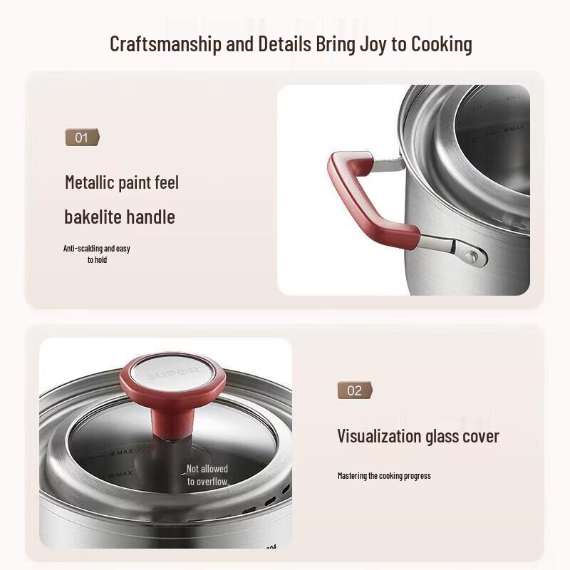 Supor 304 Stainless Steel 22CM Non-Overflow Soup Pot