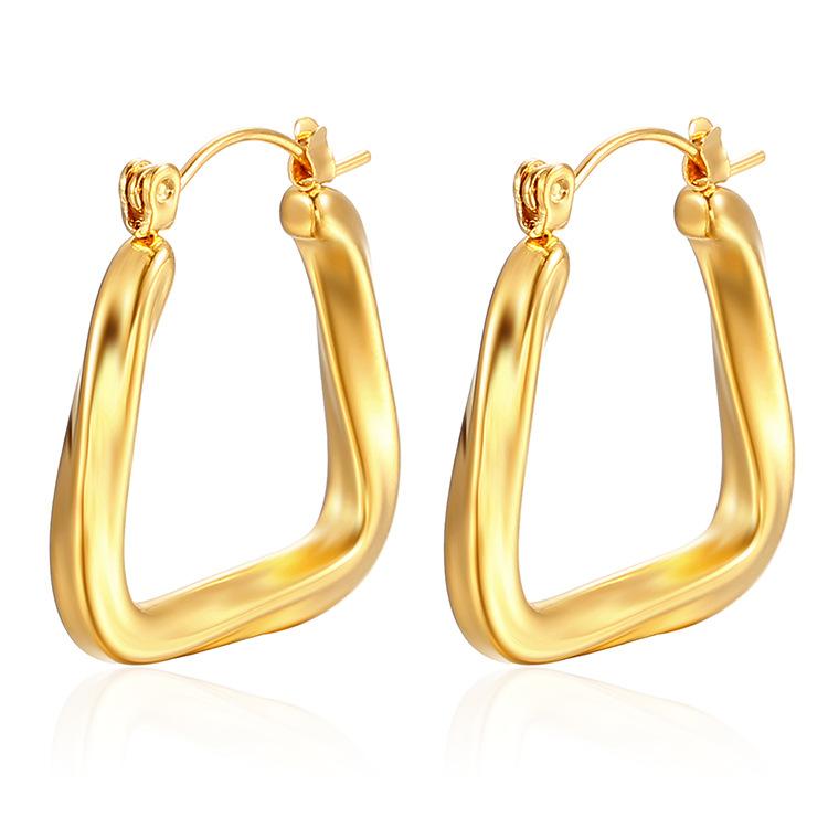 Temperament Titanium Steel Earrings Light Luxury Retro Triangle Earrings Creative Sense Smart Trend Irregular Earrings