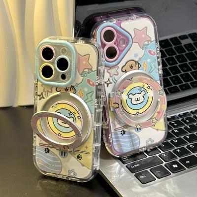 Nouveau support rotatif pour téléphone portable avec motif chiot musical pour apple 16promax étui huawei mate60 étui de protection glory