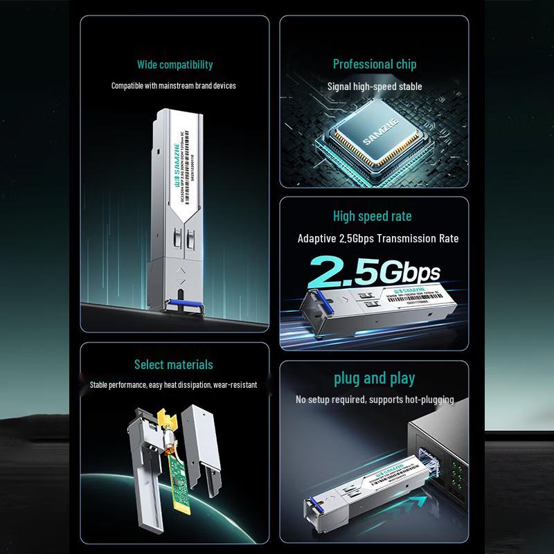 SAMZHE SC2520AB SFP+ 2.5G/10G SC Fiber Optic Transceiver