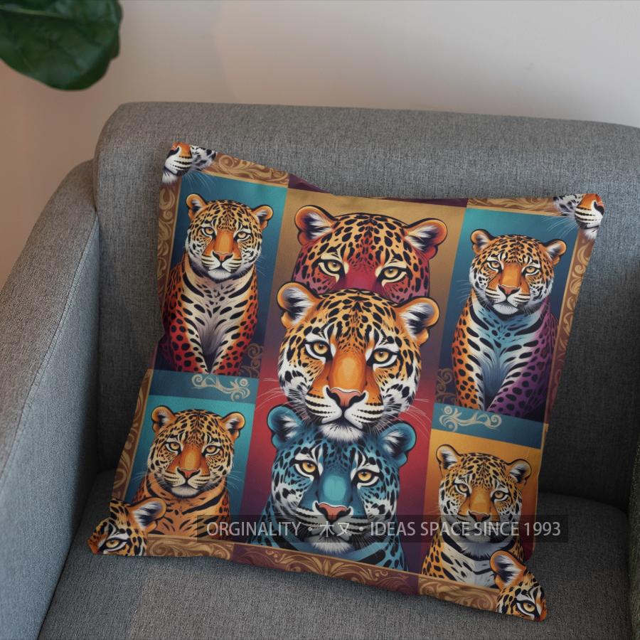 2D Leaping Cheetahs: African Inspired Decor Pillow Pattern Cushion Cover Suitable For Sofa Bedroom Car Pillow Cover
