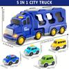 5-in-1 Fire Trucks Toddler Fire Engine Toys For Boys Girls Carrier Truck Transport Cars Christmas Birthday Best Present