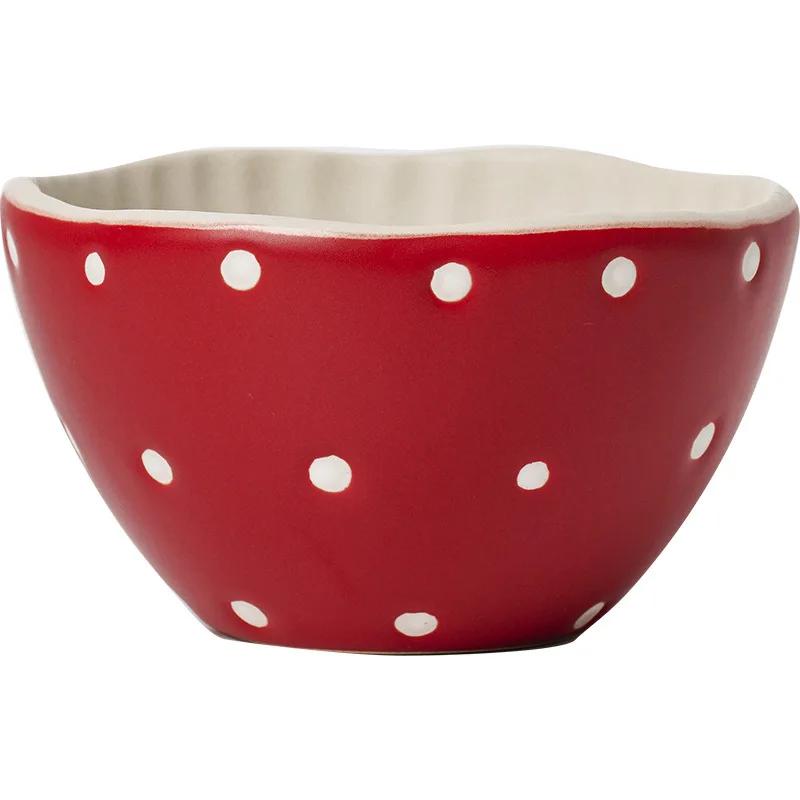 Ceramic Red Mushroom Tableware Mug Snack Plate Creative Cute Handmade Dinner Serving Plate Bowl Spoon Kitchen Dinnerware
