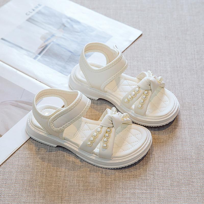 Little girl sandals 2025 girls summer new pearl children's shoes girls foreign princess shoes non-slip beach