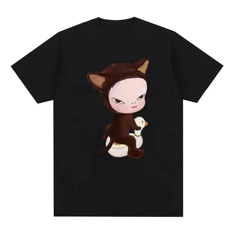 Camiseta Yoshitomo Nara Cat Duck Para Mujer, Nueva Camiseta S