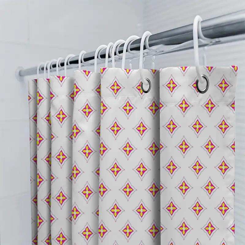 Vibrant Diamond Pattern Shower Curtainbrighten Up Your Bathroom With A Pop Of Color! Decorate Your Space In Style With Our Eye-C