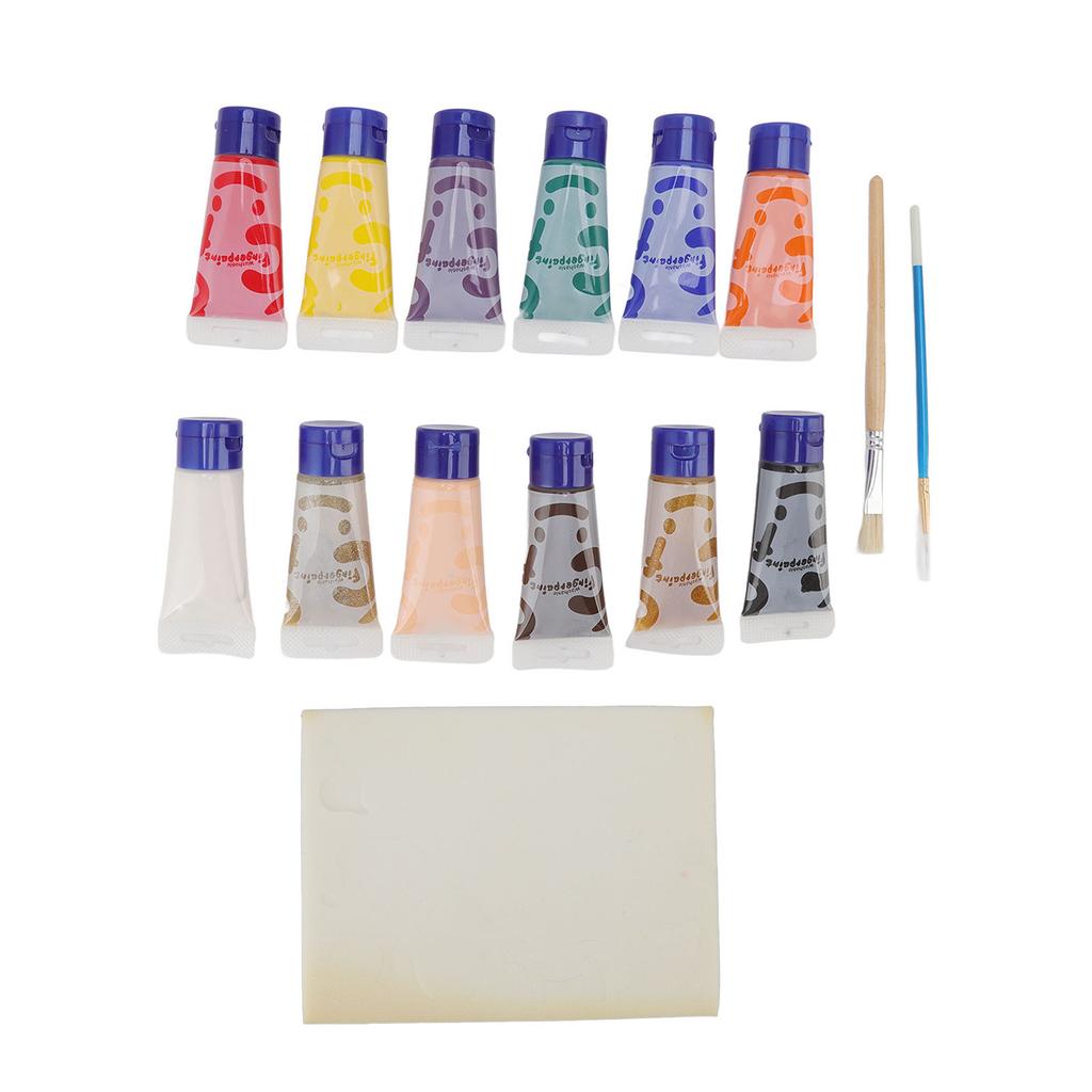 Fingerfarben-Set 12 Farben waschbare Kinder DIY Graffiti Fingerfarben-Set mit Schwamm Schablone Anleitung Stiften