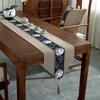 Chinese Style Table Flag Waterproof Oil Resistant Tassel Table Runner Tea House Tea Towels Zen Tea Table Cloth Hotel Bed Flag