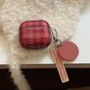Fashion Retro Wine Red Grid Gloss Soft Silicone Headphone Cases for AirPods 1 2 3 4 Pro 2 Pro3 Cute Pendant Protection Cases