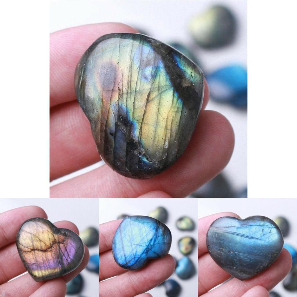 Uroczy Madagaskarski Kwarc Labradoryt Naturalny Kryształ Serce Wisiorek Dekoracja Na Wyjątkowe Prezenty