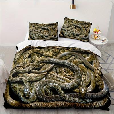 Soft And Cozy Snake Print Duvet Cover Set For Bedroom And Guest Room - Includes 1 Duvet Cover And 2 Pillowcases