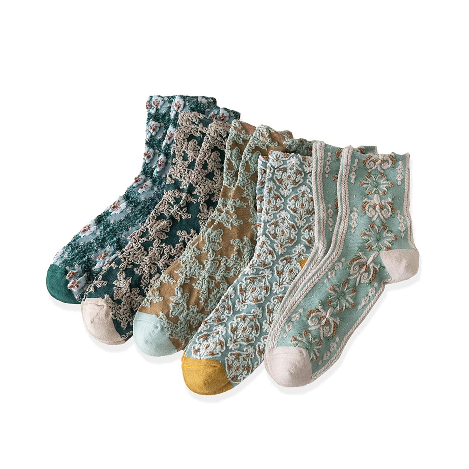 

Doyime Crew Socks Casual Warm Socks with a Cute Floral Embroidered Medium Thick Cotton Socks for Warm and Warm for and Winter Women s (5-Pair Set)