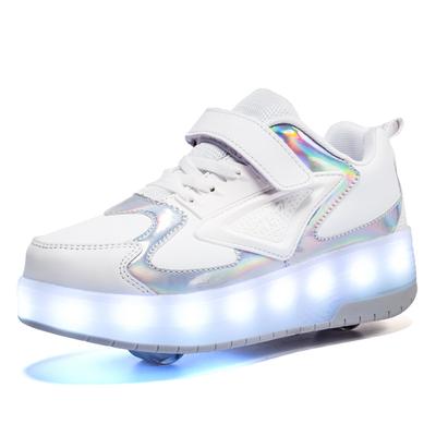Neue aufladbare leuchtende Kinderschuhe mit Rollen, Schuhe mit Doppelrollen, Schüler-Flügel-Rollschuhe für Jungen und Mädchen
