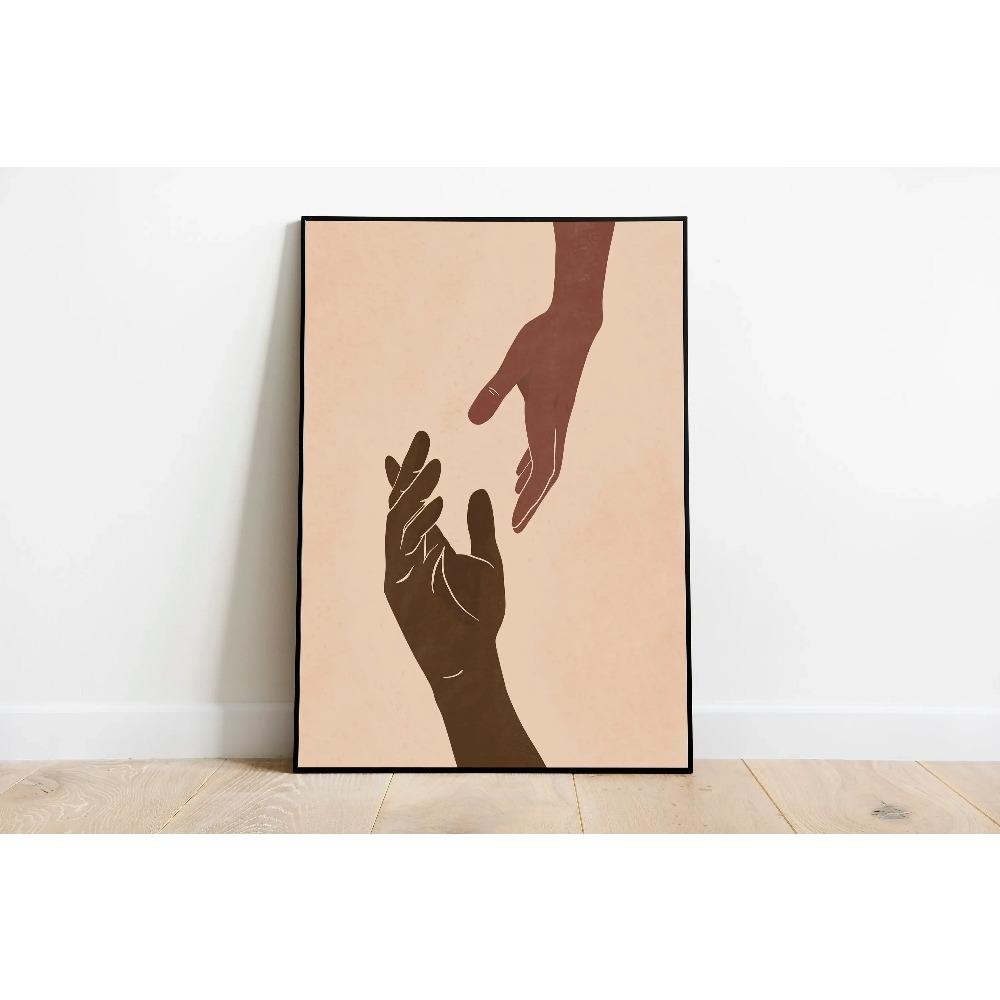 

Empowering Abstract Woman Hand Art Print Minimalist Feminine Power Poster Black Arm Fingers Canvas Painting for Apartment Home 21X30CMNo Framed
