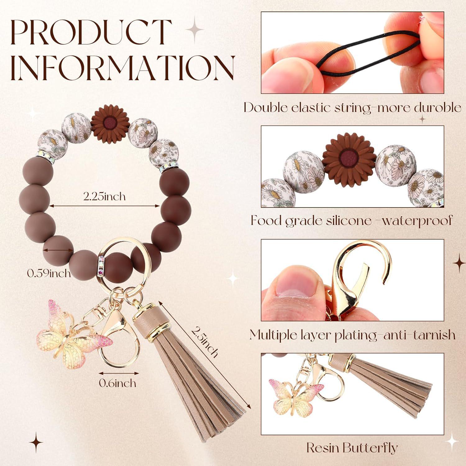 Sunflower Silicone Beaded Keychain Bracelet Charm