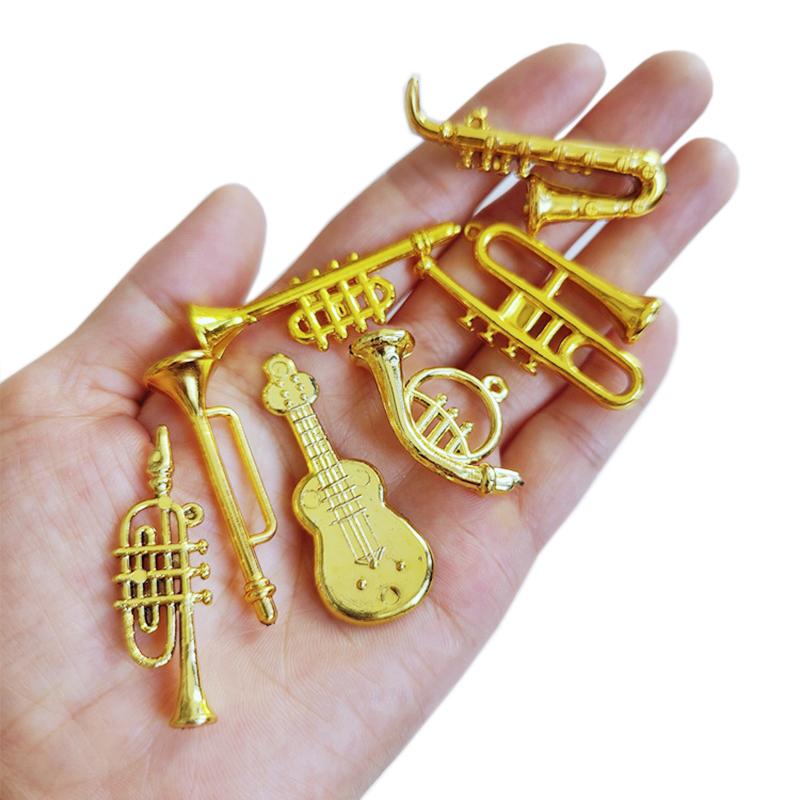 6/12/24pcs Miniature Metal Musical Instrument Ornament DIY Decorative Family Crafts Music Themed Hanging Decorations TMZ