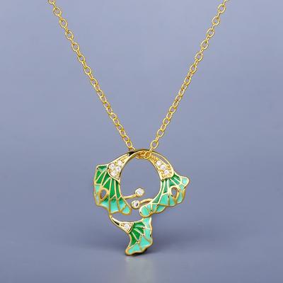 Exquisite Halskette für Damen, modischer Blattform-Anhänger, grüne Epoxidharz-Schlüsselbeinkette, einfacher handgefertigter Emaille-Partyschmuck