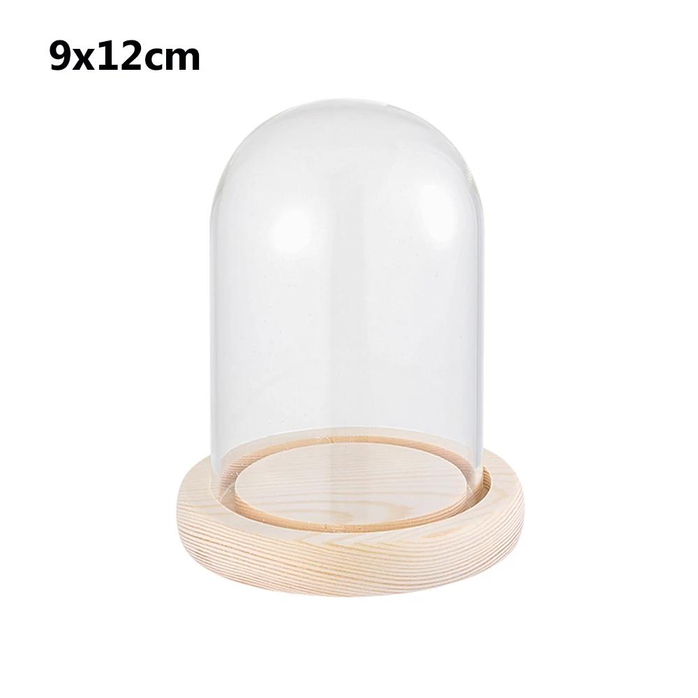 Home Decor Vases Glass Flower Display Cloche Bell Jar Glass Bottle with Wooden Base Dust Cover Display Box Immortal Flower Box