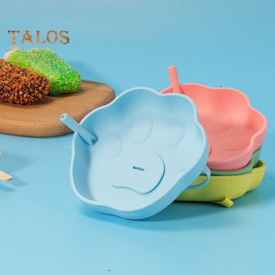 4-Pack Silicone Ice Cream Holders Leakproof Cones Popsicle Stands with Straw Holes BPA-Free Popsicle Stickiness Catcher for Melted Treats