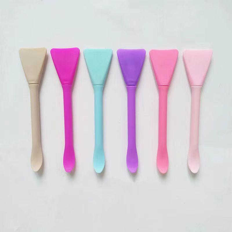 Double Head Dual-use Facial Mask Brush for Mask Stick with Scoop Apply Mud Film Facial Mask Brushes Silicone Facial Beauty Tools