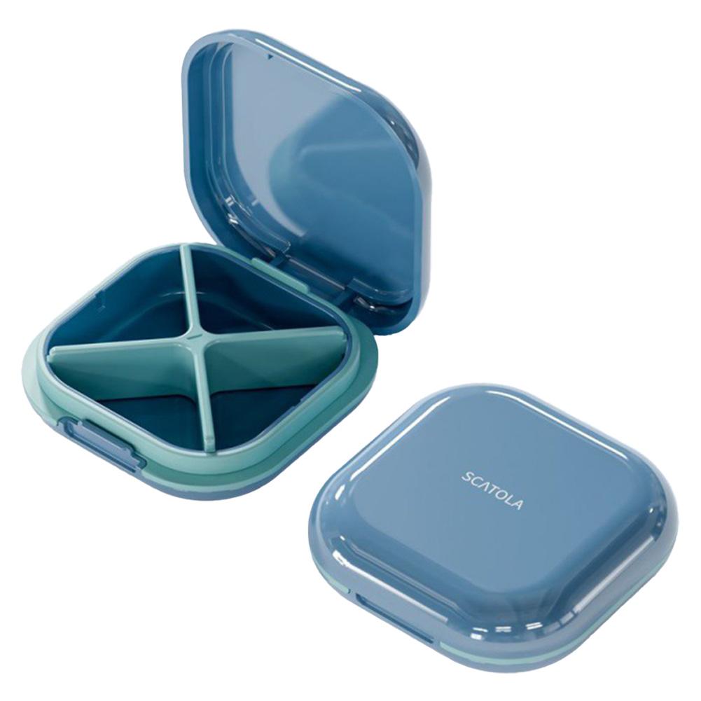 

4 Grid Pill Case Portable Medicine Box Moisture-proof Small Pill Organizer Multi-Function Pill Dispenser for Outdoor Travel синий