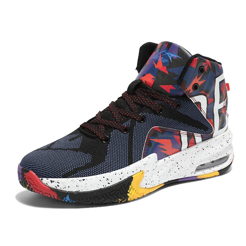 High-top Air Cushion Men Basketball Shoes Kids Basketball Boots Breathable Sports Shoes Boys Sneakers Non-slip Competition Shoes