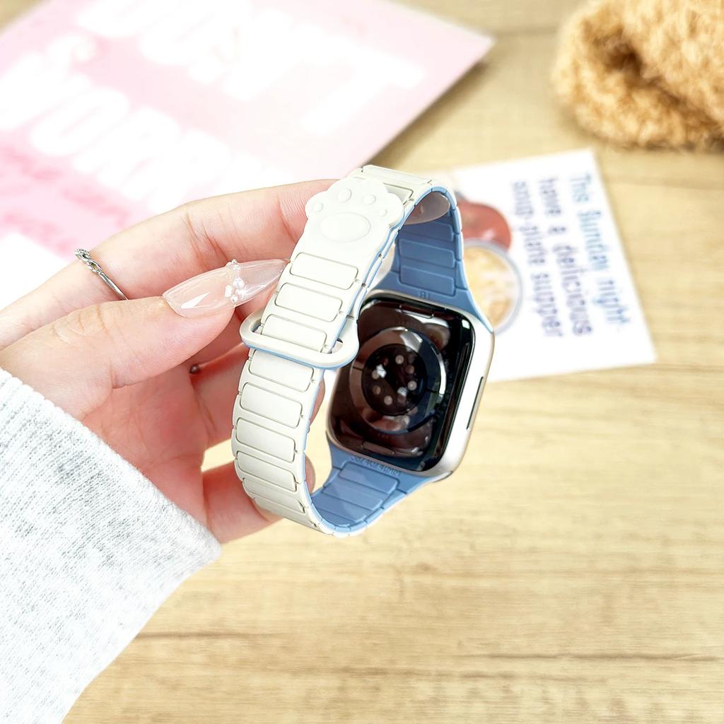 Magnetic Silicone Band for Apple Watch Ultra 3 2 49mm 46mm 42mm 45mm 44mm 40 41mm Strap IWatch Series 11 10 9 8 7 6 SE Bracelet