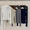 Women's White Tencel Stand-up Collar Long-Sleeve Top - 2026 Autumn/Winter Thin Base Layer 