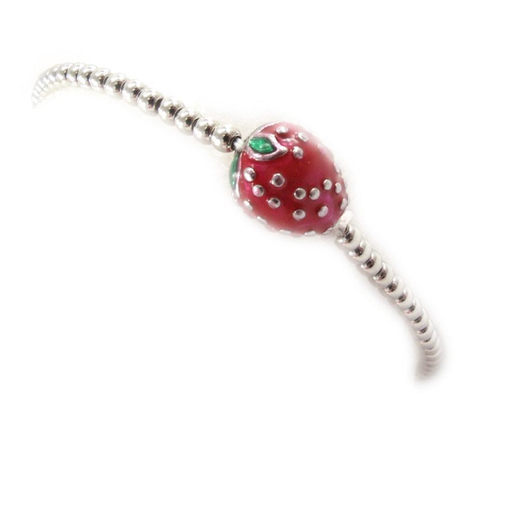 Les Trésors De Lily [J8547] - Silver Red 'Strawberry' Designer Bracelet